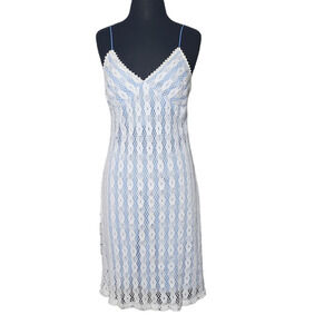 A. Audrey Blue With White Lace slip dress sz M